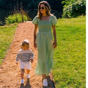 HVN 
Smocked Fromer Square Neck Dress